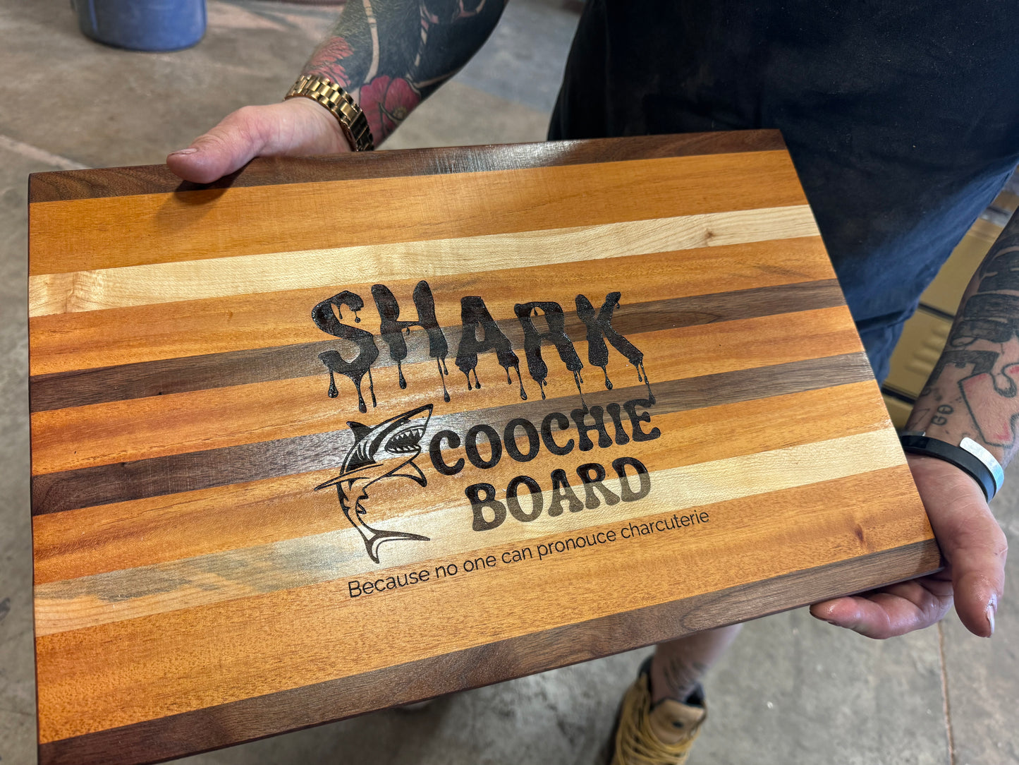 Gangland Express Hardwood Shark Coochie Charcuterie Board